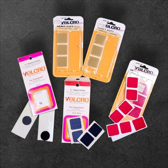 Vintage Velcro Brand 10 Packs Hook & Loop Squares Circles 1978 Red White Blue - Picture 2 of 6